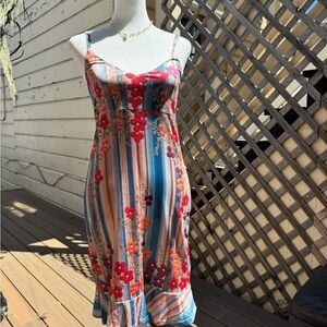 Floral Striped Midi Dress